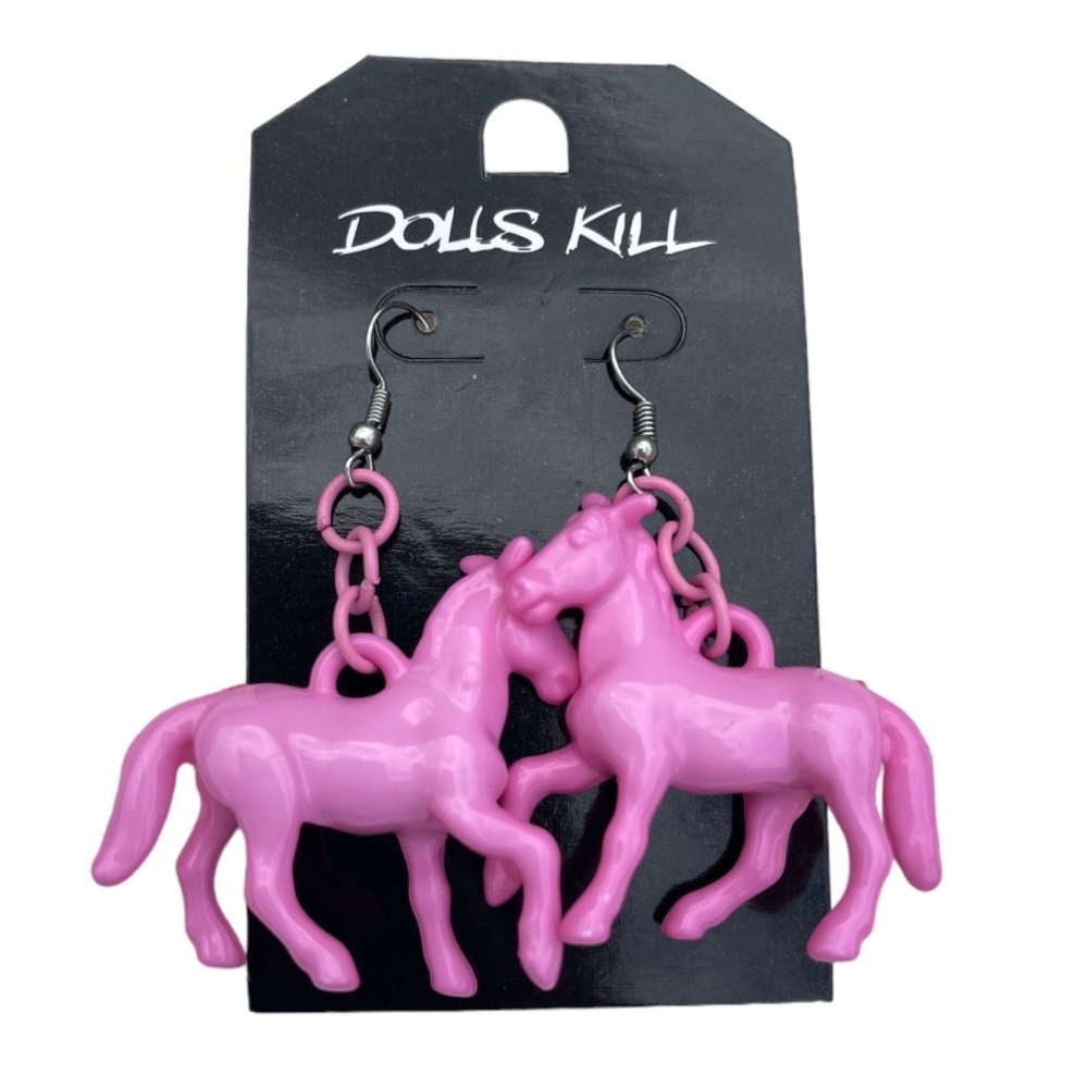 Dolls Kill Pink Horse Earrings Barbiecore Kawaii